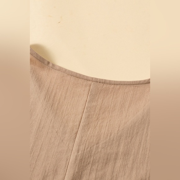 Light French Beige Loose Ruffled V Neck Blouse Bohemian Top - Picture 12 of 14